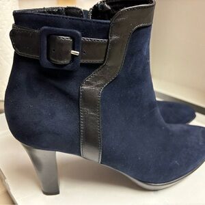 Aquatalia blue suede booties.